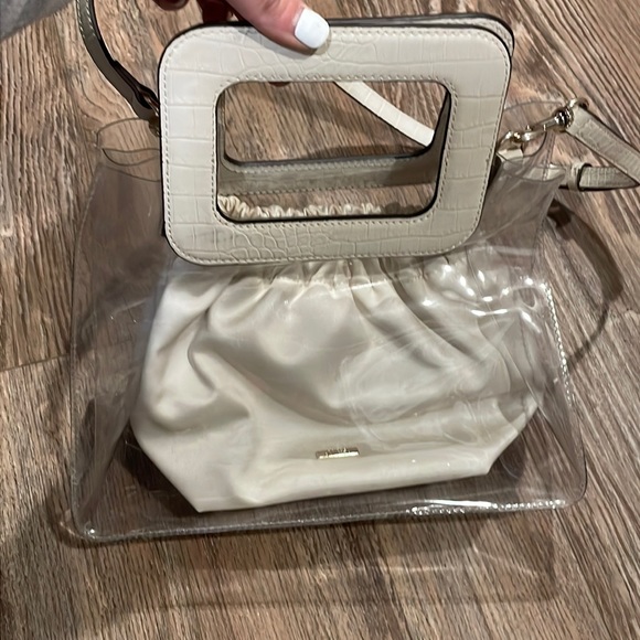 SALE ** Vince Camuto Kenni Buttermilk Leather Snakeskin Satchel - Picture 5 of 13
